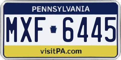 PA license plate MXF6445