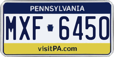 PA license plate MXF6450