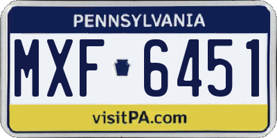 PA license plate MXF6451