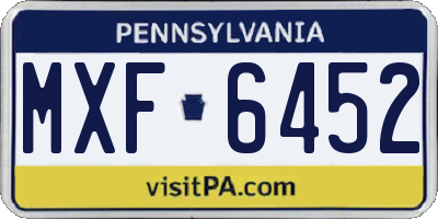 PA license plate MXF6452