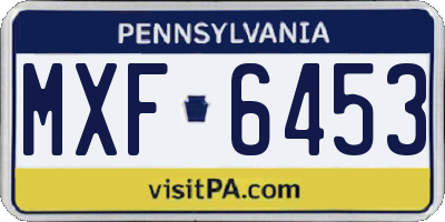 PA license plate MXF6453