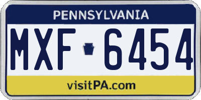 PA license plate MXF6454