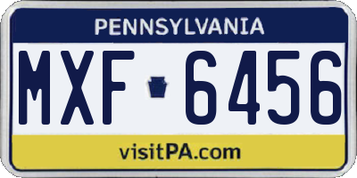 PA license plate MXF6456