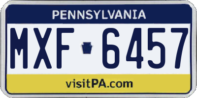 PA license plate MXF6457