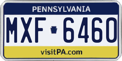 PA license plate MXF6460