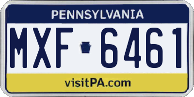 PA license plate MXF6461