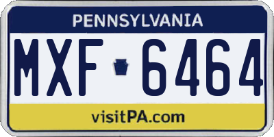 PA license plate MXF6464