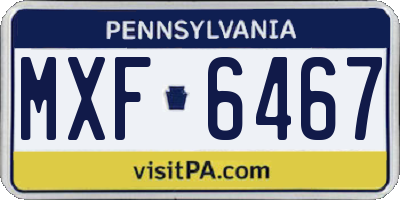 PA license plate MXF6467