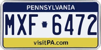 PA license plate MXF6472