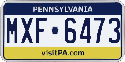 PA license plate MXF6473