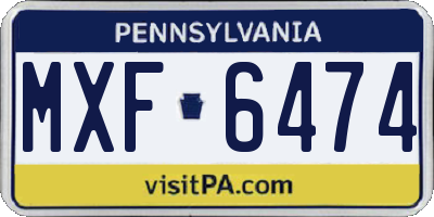 PA license plate MXF6474