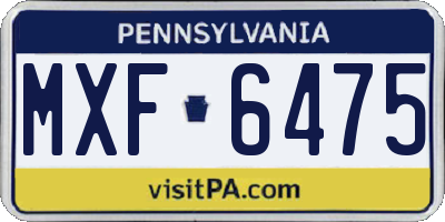 PA license plate MXF6475