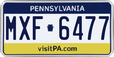 PA license plate MXF6477