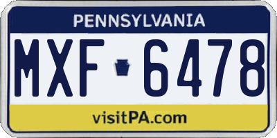 PA license plate MXF6478
