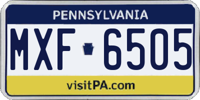 PA license plate MXF6505
