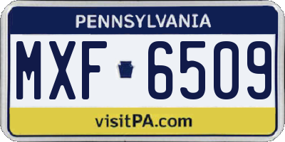 PA license plate MXF6509