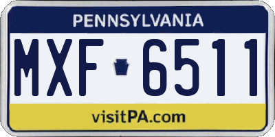 PA license plate MXF6511