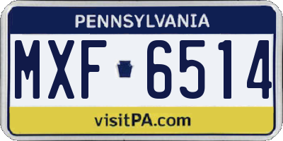 PA license plate MXF6514