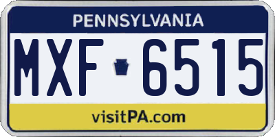 PA license plate MXF6515