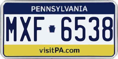 PA license plate MXF6538