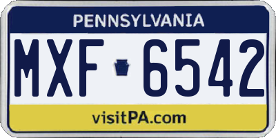 PA license plate MXF6542