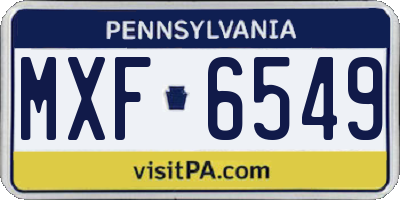 PA license plate MXF6549