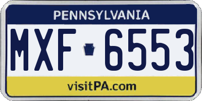 PA license plate MXF6553