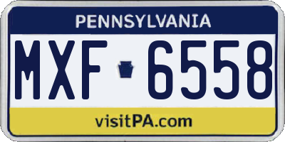 PA license plate MXF6558