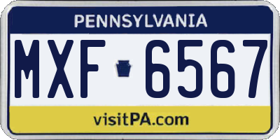 PA license plate MXF6567