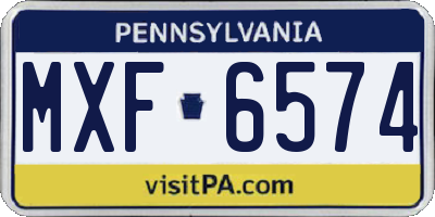 PA license plate MXF6574
