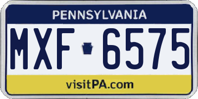 PA license plate MXF6575