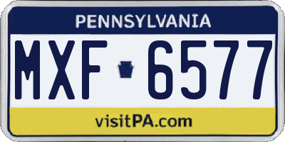 PA license plate MXF6577
