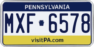 PA license plate MXF6578