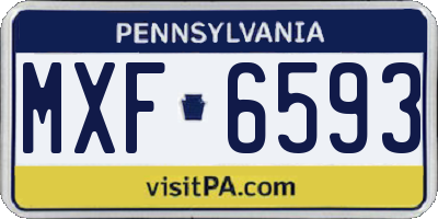PA license plate MXF6593