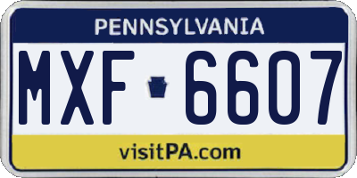 PA license plate MXF6607