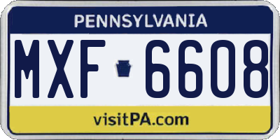PA license plate MXF6608