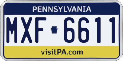 PA license plate MXF6611