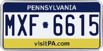 PA license plate MXF6615