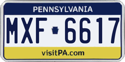 PA license plate MXF6617