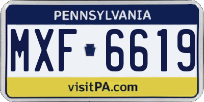 PA license plate MXF6619
