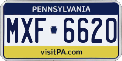 PA license plate MXF6620