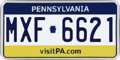 PA license plate MXF6621