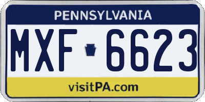 PA license plate MXF6623