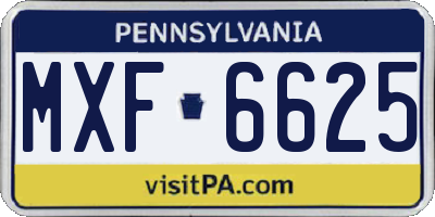 PA license plate MXF6625