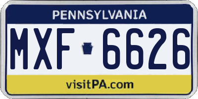 PA license plate MXF6626