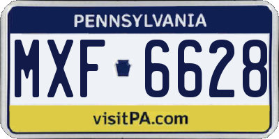 PA license plate MXF6628