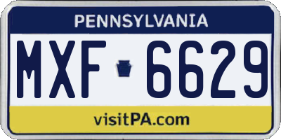 PA license plate MXF6629