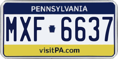 PA license plate MXF6637