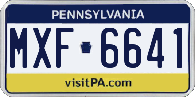 PA license plate MXF6641