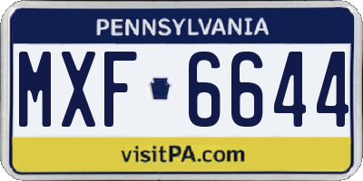 PA license plate MXF6644